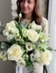 Белый букет с эвкалиптом в ленту №2107