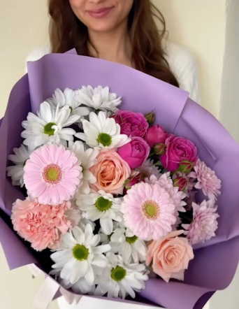 Букет-комплимент в лавандовом оформлении №830