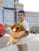 Букет с подсолнухом в ярких оттенках №2173