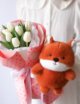 Детский букет тюльпанов с игрушкой (7 шт) №1602