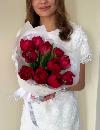 Красные махровые тюльпаны (11 шт) №2061