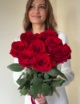 Красные розы в ленту (9 шт) №1039