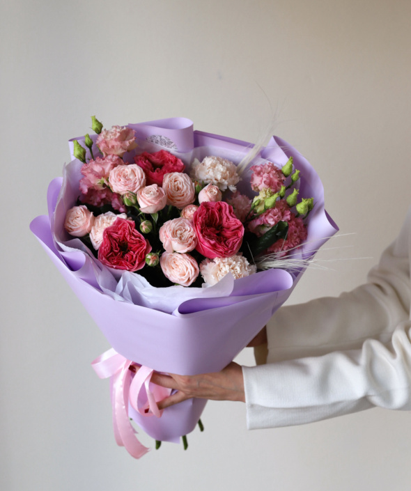 Нежный букет с садовой розой №1715 Нежный букет с садовой розой №1715