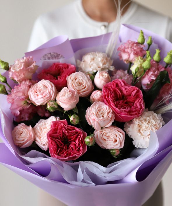 Нежный букет с садовой розой №1715 Нежный букет с садовой розой №1715