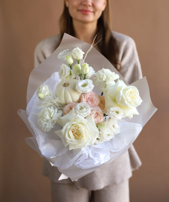 Нежный букет с тыквой №1982 Нежный букет с тыквой №1982