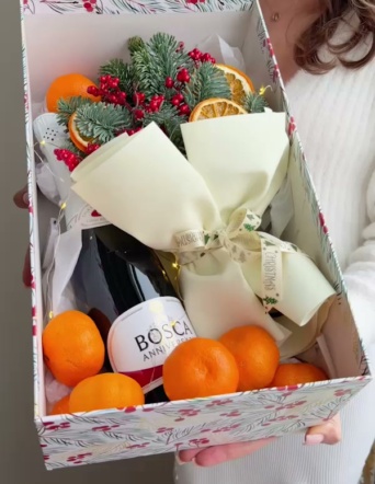 Новогодний бокс с мандаринами №2134