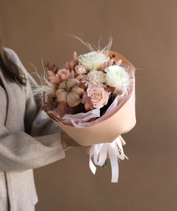 Осенний букет с декоративной тыквой №1974 Осенний букет с декоративной тыквой №1974