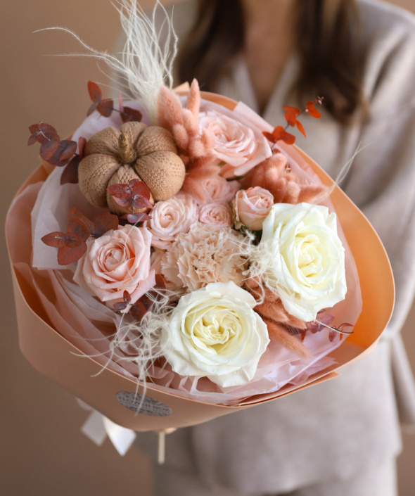 Осенний букет с декоративной тыквой №1974 Осенний букет с декоративной тыквой №1974