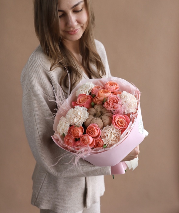 Яркий букет с тыквой №2117 Яркий букет с тыквой №2117