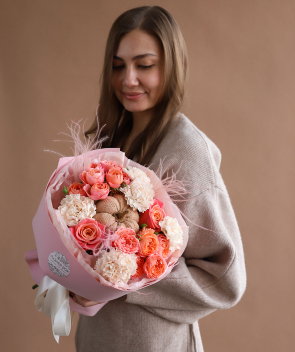 Яркий букет с тыквой №2117 Яркий букет с тыквой №2117