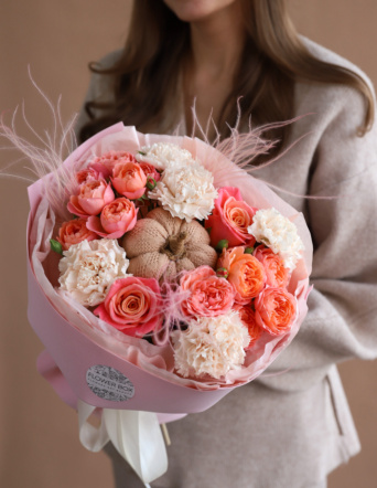 Яркий букет с тыквой №2117 Яркий букет с тыквой №2117