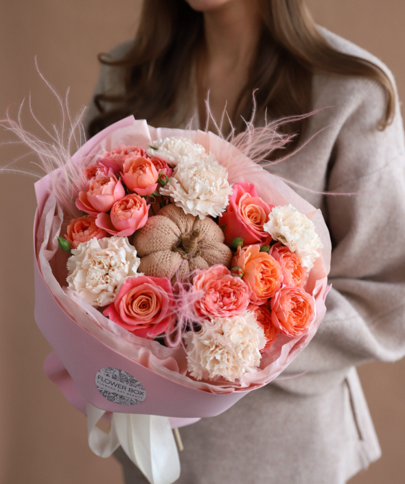 Яркий букет с тыквой №2117 Яркий букет с тыквой №2117