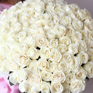 101 роза белая в ленту №1142 - Фото 4
