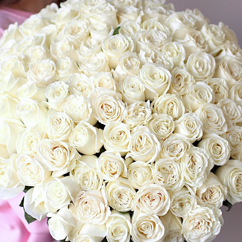 101 роза белая в ленту №1142 - Фото 22