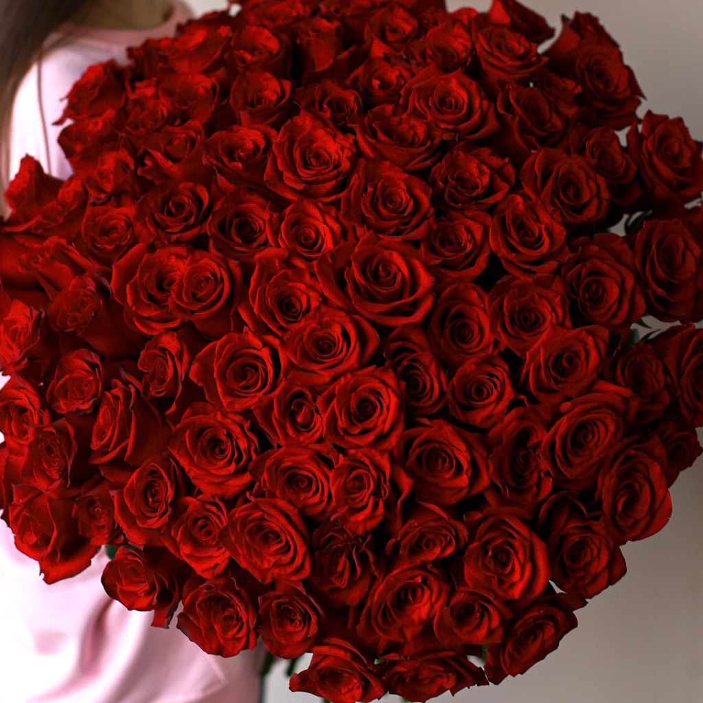 101 роза красная в ленту №1143 - Фото 20