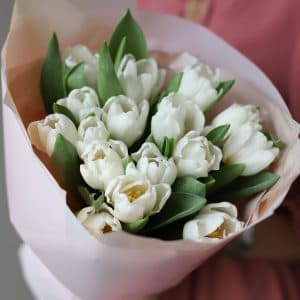 Монобукет из 15 тюльпанов в оформлении (Голландия) №1015 - Фото 4