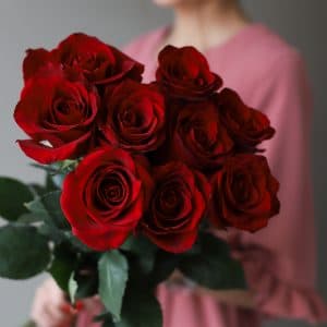 Красные розы в ленту (9 шт) №1039 - Фото 5
