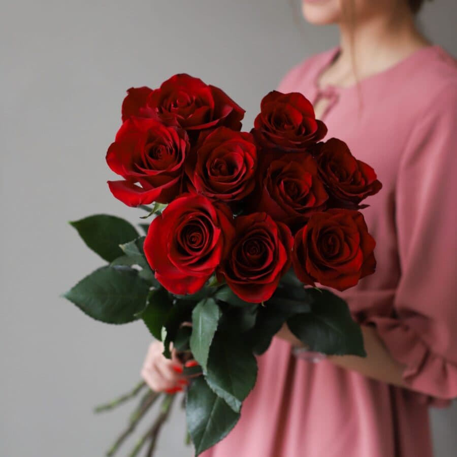 Красные розы в ленту (9 шт) №1039 - Фото 3