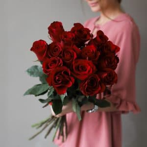 Красные розы в ленту (15 шт) №1040 - Фото 5