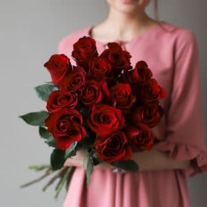 Красные розы в ленту (15 шт) №1040 - Фото 4