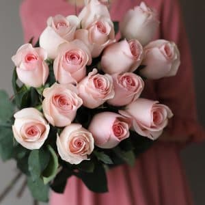 Розы розовые в ленту (15 шт) №1043 - Фото 4