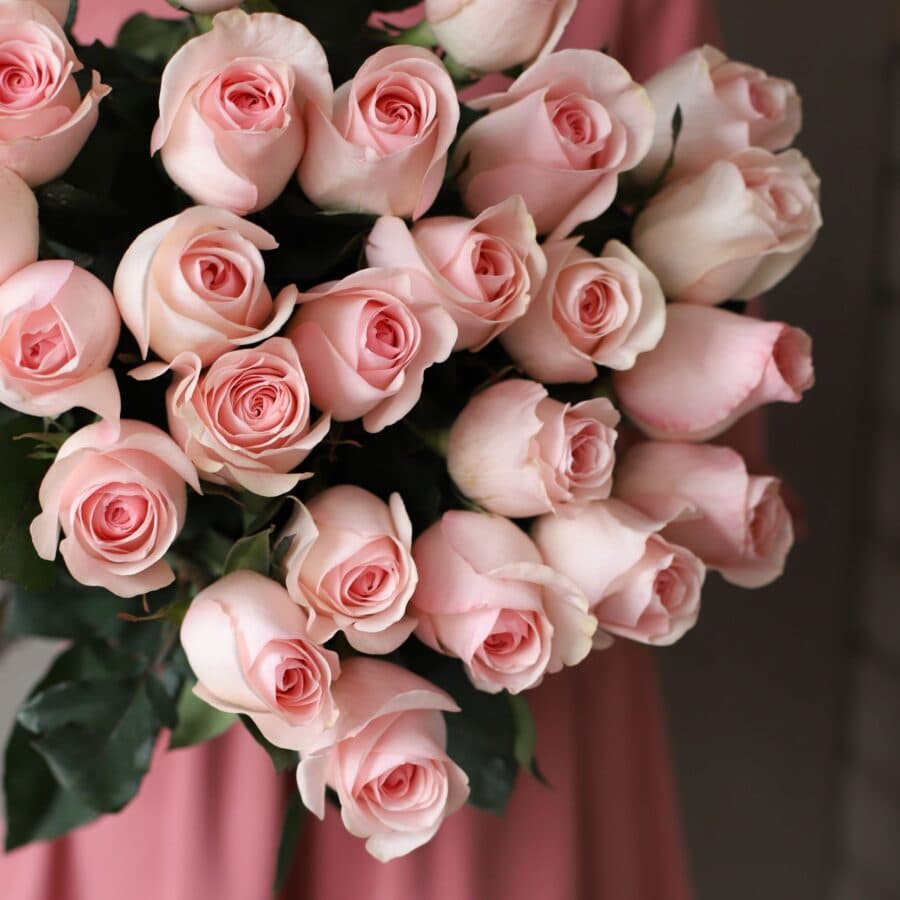 Розы розовые в ленту (25 шт) №1044 - Фото 2