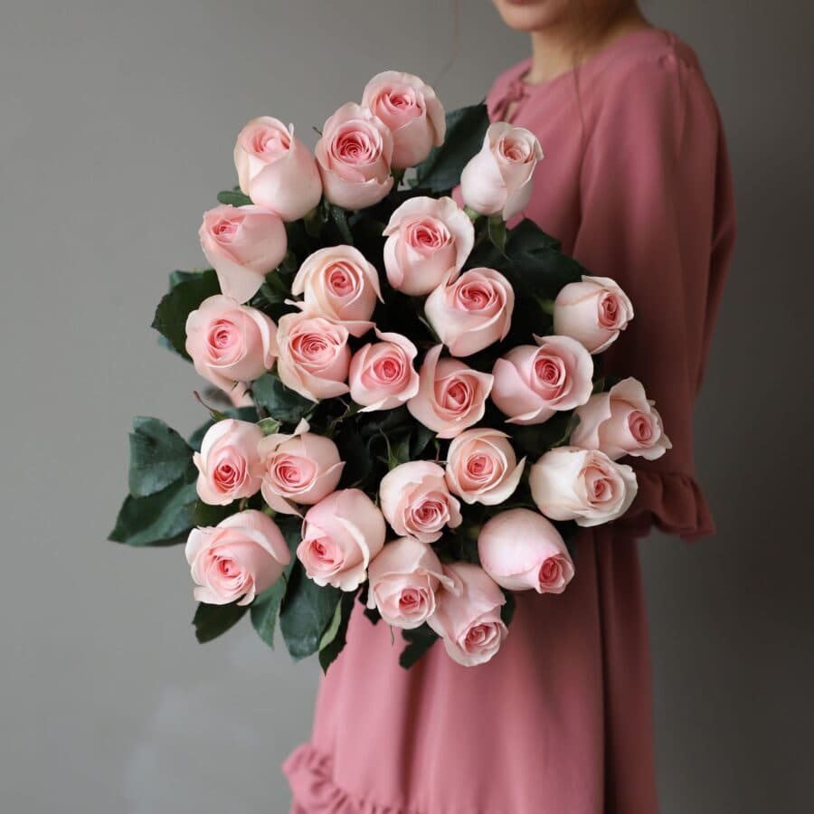 Розы розовые в ленту (25 шт) №1044 - Фото 3