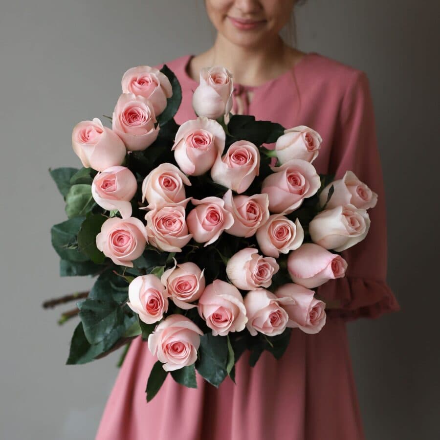 Розы розовые в ленту (25 шт) №1044 - Фото 1