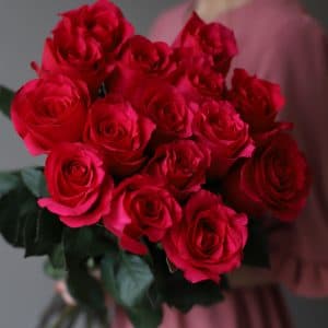 Малиновые розы в ленту (15 шт) №1046 - Фото 5