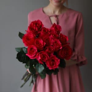 Малиновые розы в ленту (15 шт) №1046 - Фото 4