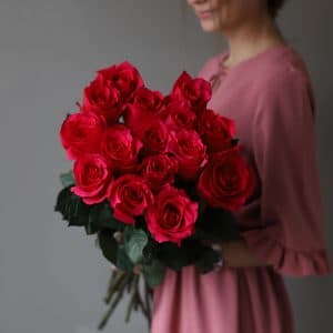 Малиновые розы в ленту (15 шт) №1046 - Фото 6