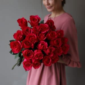 Малиновые розы в ленту (25 шт) №1047 - Фото 4