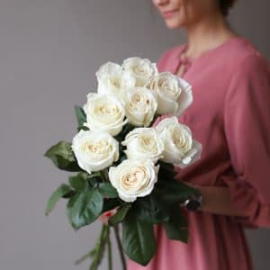 Розы белые в ленту (9 шт) №1048 - Фото 6