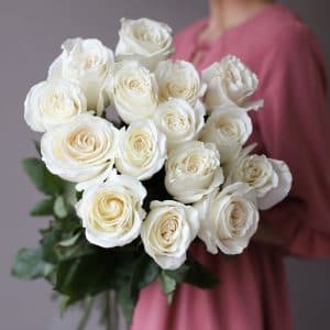 Розы белые в ленту (15 шт) №1049 - Фото 30