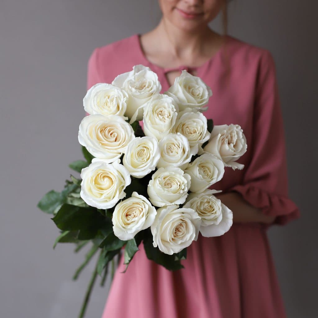 Розы белые в ленту (15 шт) №1049 - Фото 5