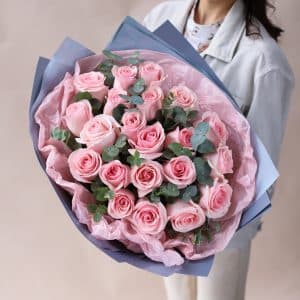 Букет из роз с эвкалиптом №836 - Фото 3