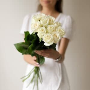 Белые розы в ленту (Россия, 11 шт) №1742 - Фото 3