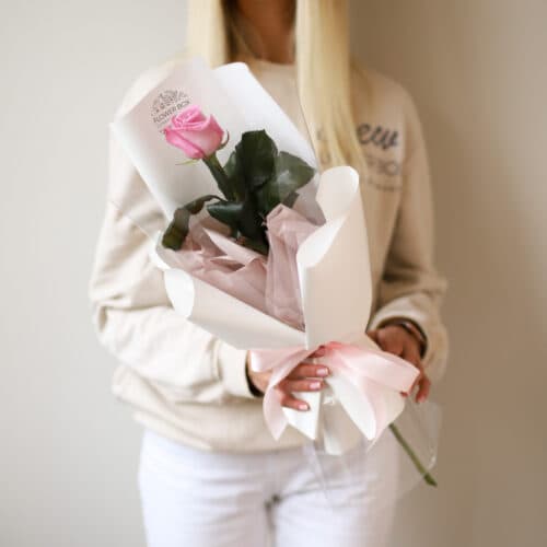 Роза сиреневая в белом оформлении №1434 - Фото 112