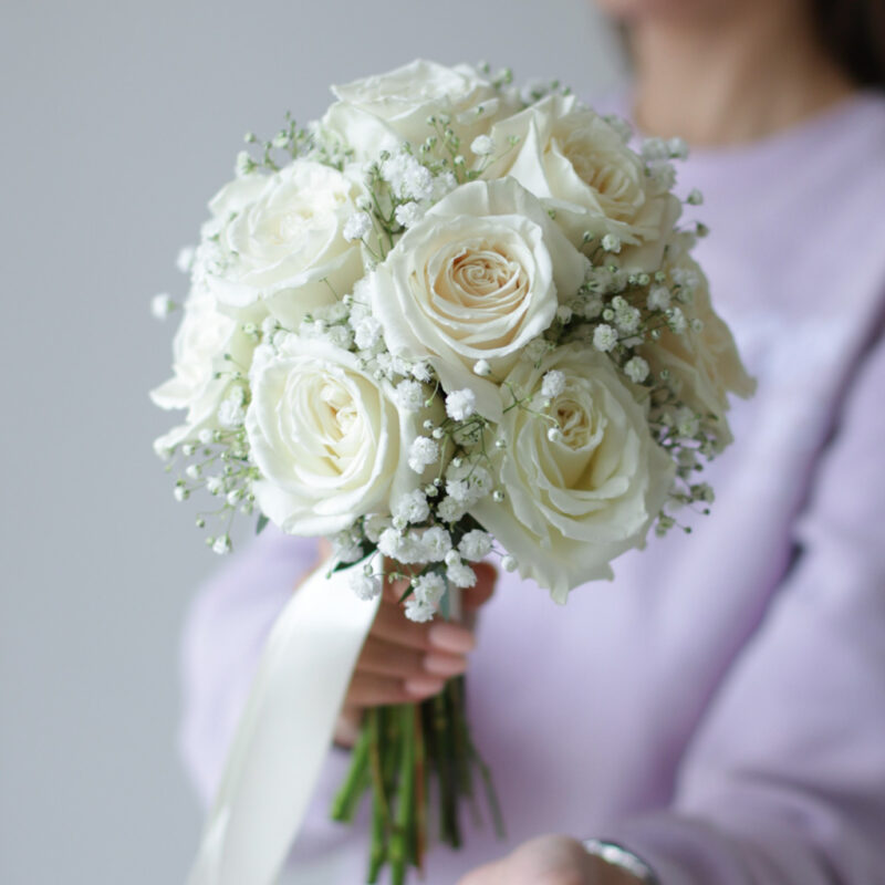Букет невесты из роз и гипсофилы №1916 - Фото 27