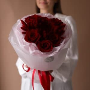 Букет с красными розами и сухоцветами №1834 - Фото 3