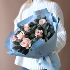 Букет с нежными розами и нобилисом №1831 - Фото 3
