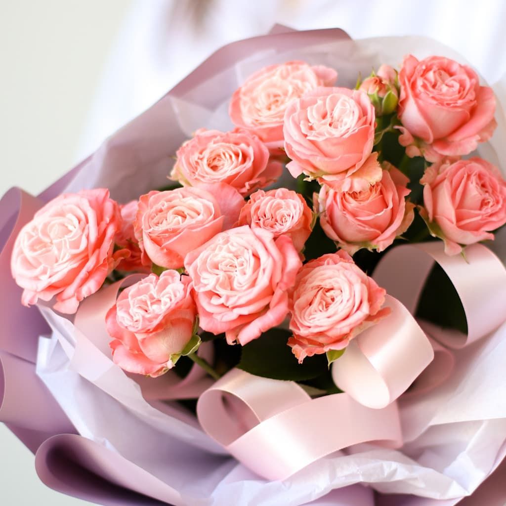 Кустовые розы пионовидные - детский букет (3шт) №1376 - Фото 2