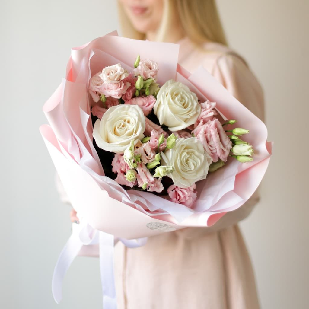 Дуобукет с лизиантусом и розами №1662 - Фото 1