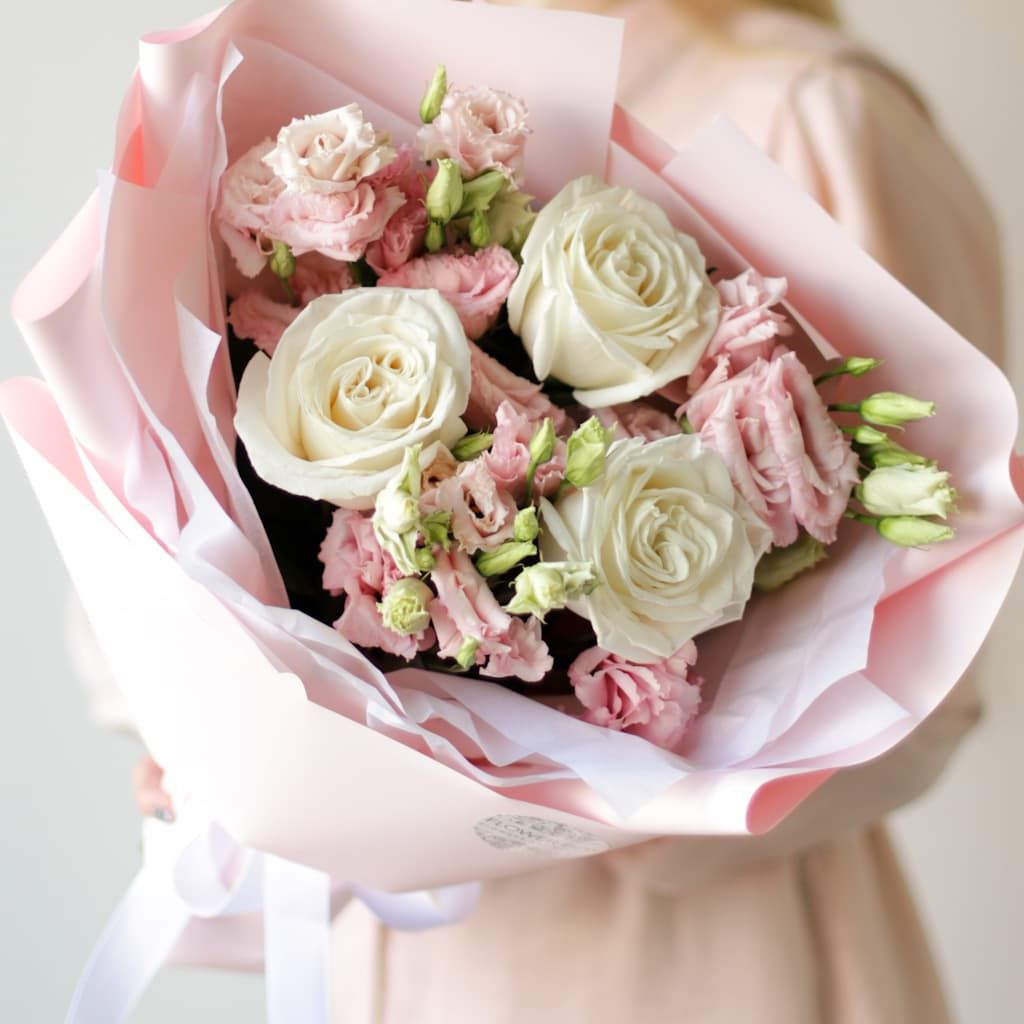 Дуобукет с лизиантусом и розами №1662 - Фото 39