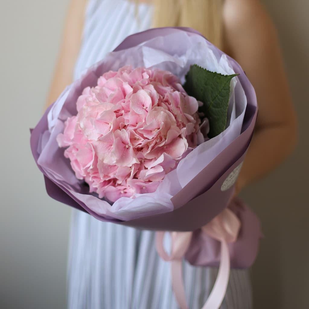 Гортензия розовая в лавандовом оформлении №1404 - Фото 1