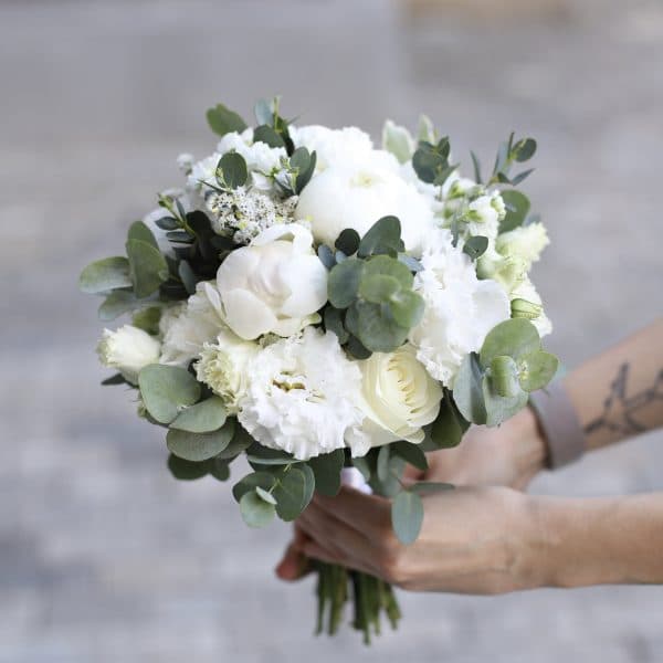 Белый букет невесты с эвкалиптом №971 - Фото 23