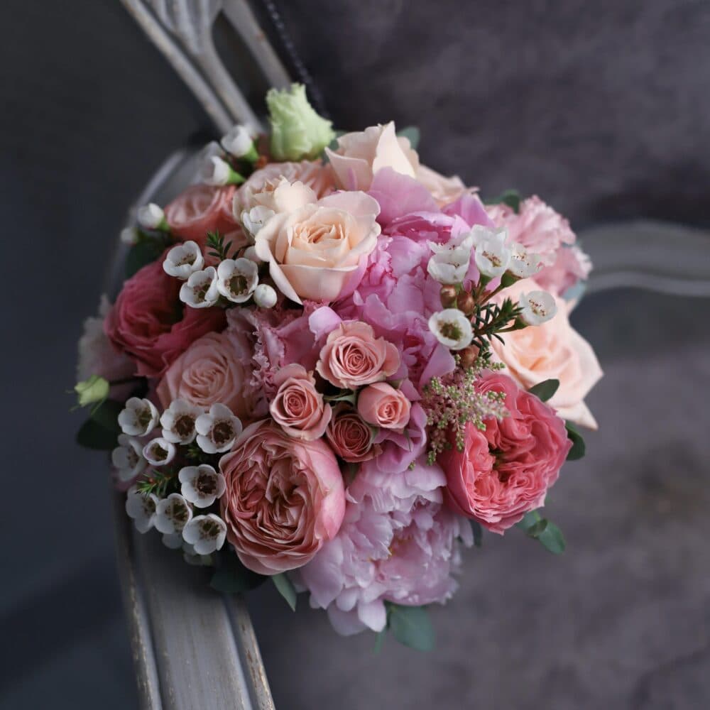 Свадебный букет в ярко розовом цвете №991 - Фото 1