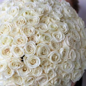 101 роза белая в ленту №1142 - Фото 2