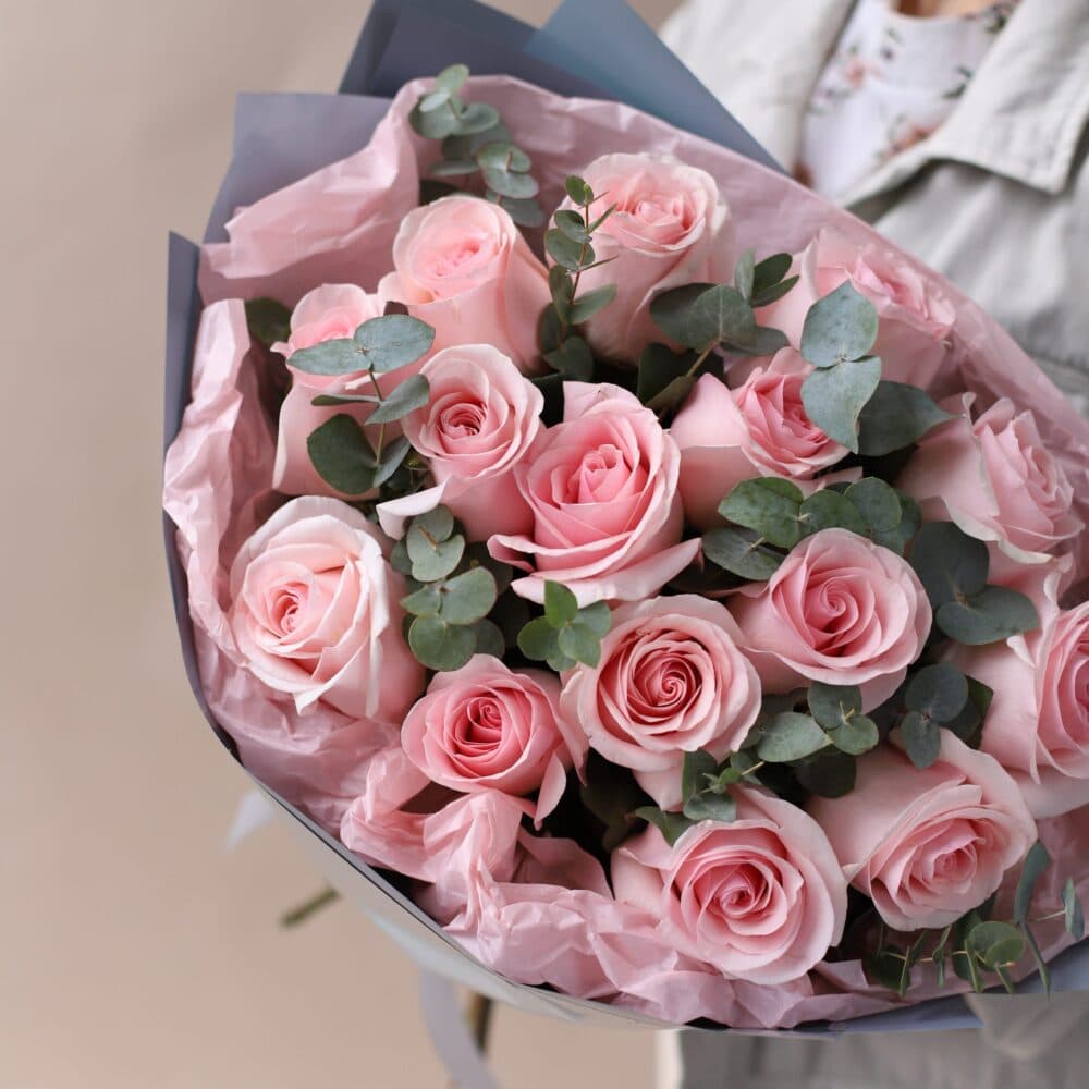 Букет из роз с эвкалиптом №837 - Фото 2