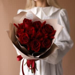 Красные розы с лагурусом №1842 - Фото 3